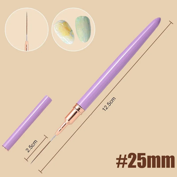 7/9/11/15/25mm Kynsi Eyeliner -sivellinsetti Kynsitaidekynä Viivamaalaussivellin Keinotekoinen kukka -kynä
