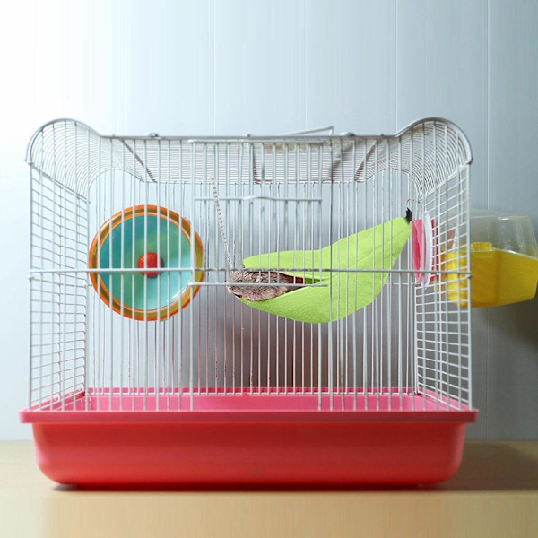 A/A Husdjurshamsterbädd, hängande bananform, varm hängmatta för husdjur, hamster, iller, ekorre (grön)