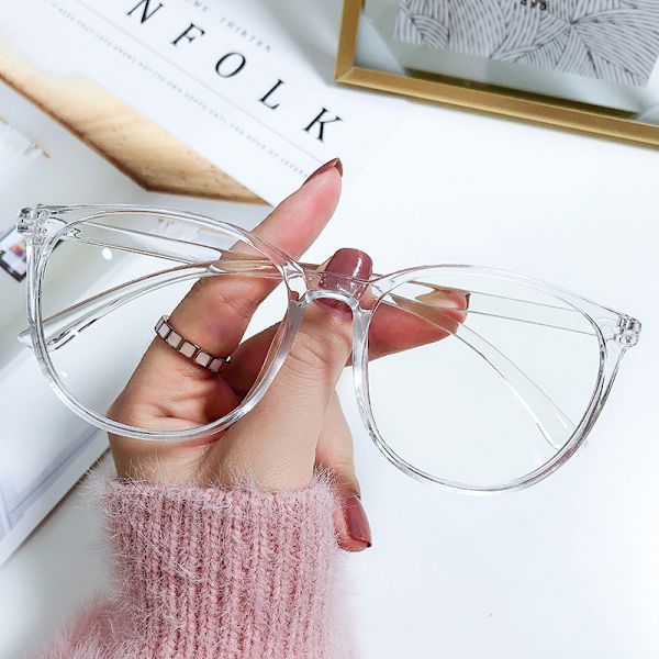 Transparent Computer Briller Stel Kvinder Mænd Anti Blåt Lys Runde Briller Blokerende Briller Optisk Brille open