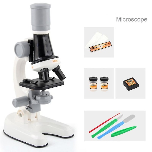 1 leksaksmikroskop barns vetenskapsexperiment kostym mikroskop vetenskapsundervisning leksak (vit)