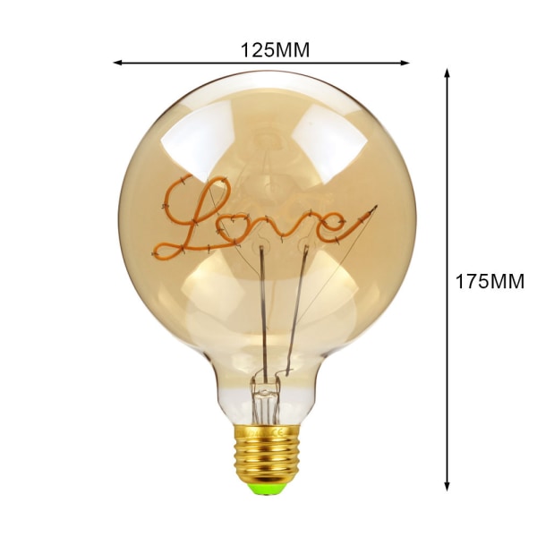 Edison glödlampa bokstavslampa G125 bordslampa glödlampa LED glödlampa modellering lampa LOVE