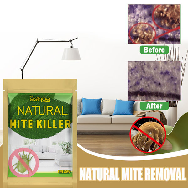 10st / förpackning-dammsugarekvalster-mördare eliminator natur för säng lakan soffa