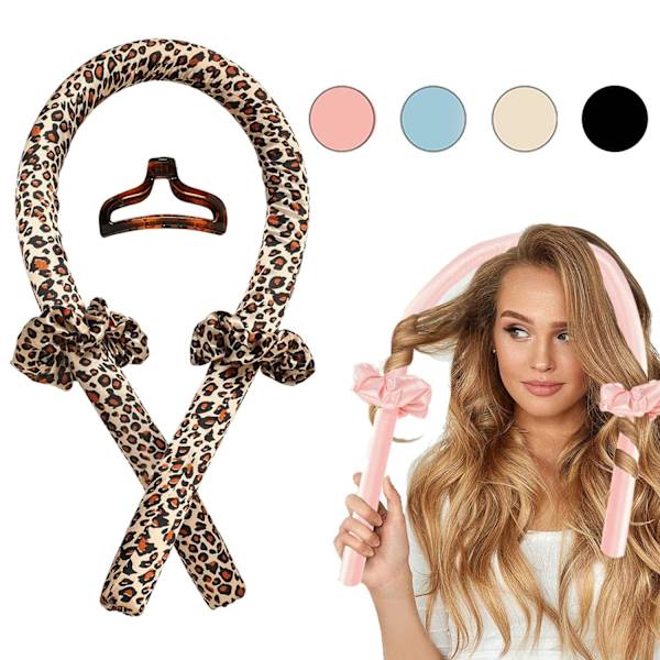 Tik Tok Heatless Hair Curlers til langt hår, Ingen varme curlers du kan sove i om natten, Bløde skumhårruller til naturligt hår (Leopardtryk)