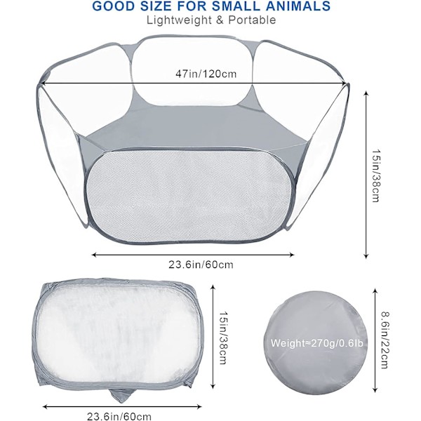 Lekhage för smådjur, träningstält för husdjur för marsvin, kaniner, hamster, chinchillor, igelkottar, hopfällbar och bärbar