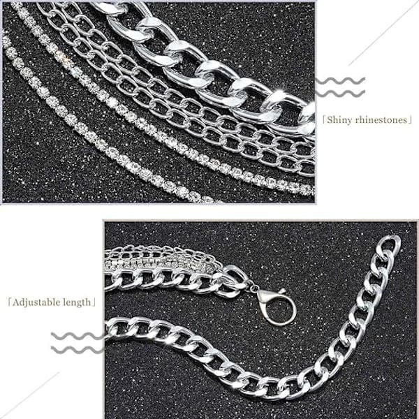Boho Layered Body Chain Strass Mage Midjekedja Party Body Smycken Tillbehör för kvinnor och flickor