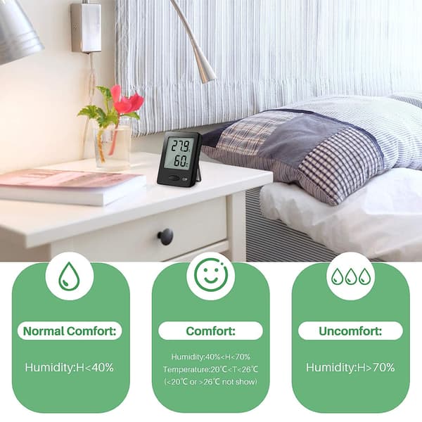 2st LCD digital inomhustermometer Hygrometer Temperatur Luftfuktighet Hög noggrannhet Handhållen (svart)