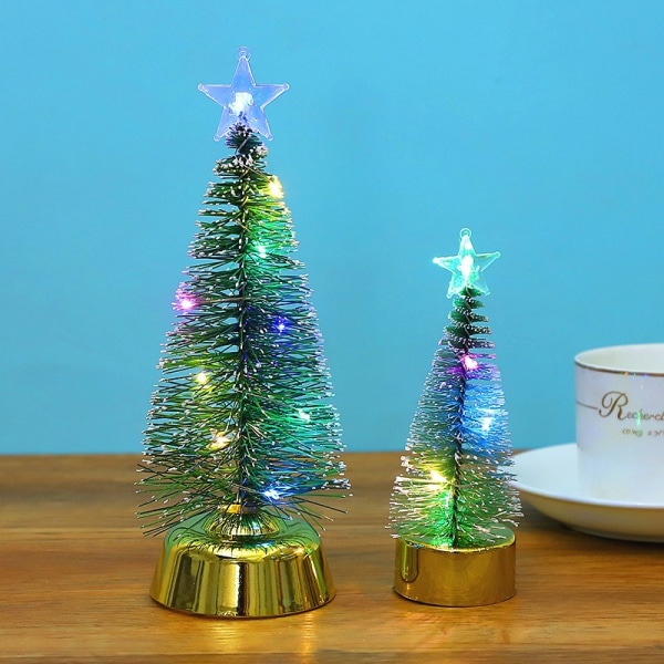 3 stycken led färgglada självlysande julgran cederträ fönster jul lysande ornament presentdekorationer
