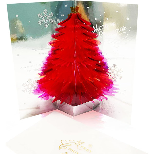 Kristall jul tredimensionellt kort, 3D julgran gratulationskort, Crystal julgran gratulationskort, Julkort, Kristall nyårskort,