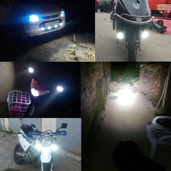 2st 6 LED motorcykelstrålkastare Hög Ljus Vattentät Spot Light Elektriska skotrar Lampa Motor Extra huvudlampa Arbetsljus