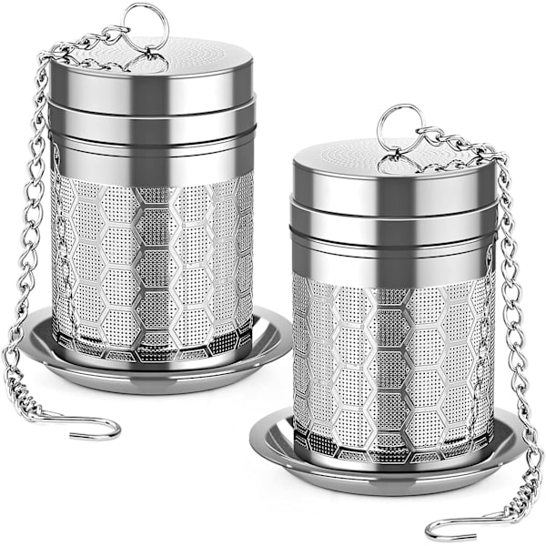 Te-dispenser til løs te, (2 poser) 18/8 rustfrit stål tefilter, superfin te-dispenser til brygning af te, krydderier og smagsstoffer