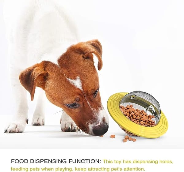 Hundelegetøj, Interaktivt IQ Pet Hundeboldlegetøj, Interaktivt Godbidslegetøj, Hundefoderdispenser, Hundefoderbold, Smart Hundebold (Gul)
