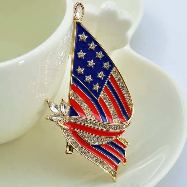 2 stk. Amerikansk oliedryppende diamant minde broche flag badge legering broche håndværk gave