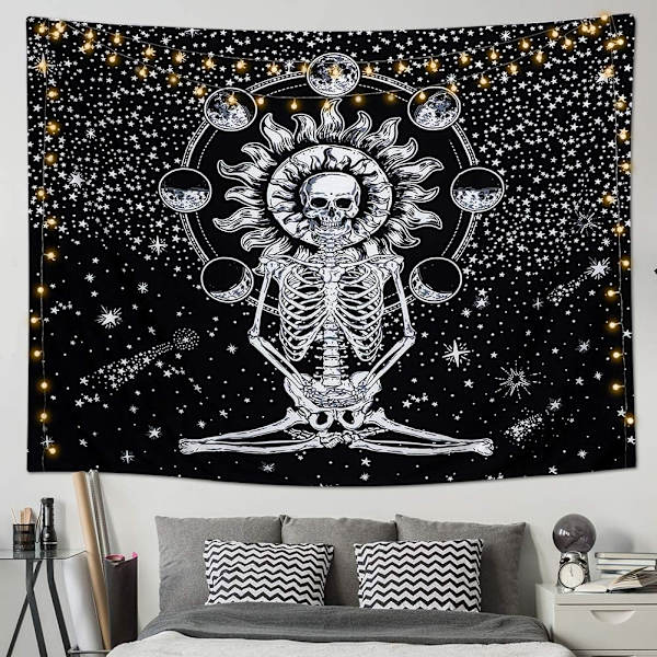 Pääkallo Seinävaate Meditaatio Luuranko Seinävaatteet Seinäkoriste Olohuoneeseen Makuuhuoneeseen (Pääkallo, L/150x200cm)