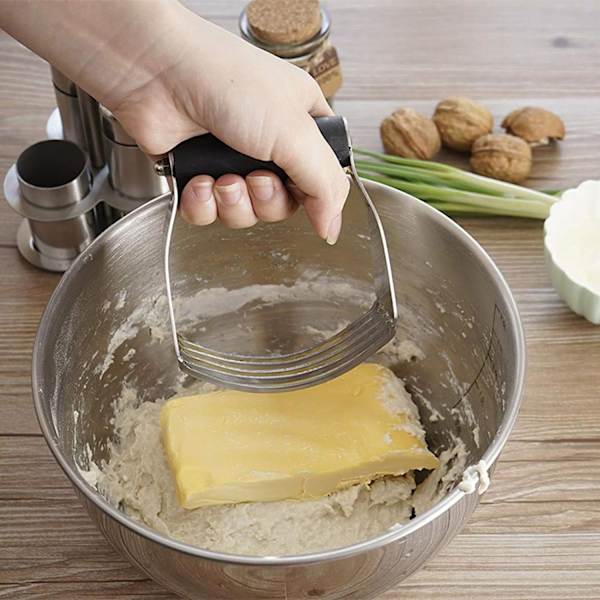 Manuel melmixer, dejmixer i rustfrit stål, multifunktionel melmixer med skridsikkert håndtag, køkkenbageværktøj