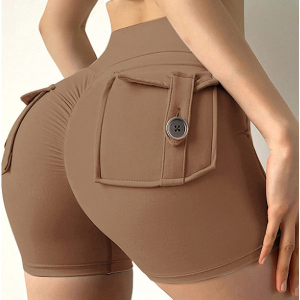 Scrunch Träningsshorts med fickor Charm Gym Biker Shorts för kvinnor Hög midja Yoga Booty Shorts S