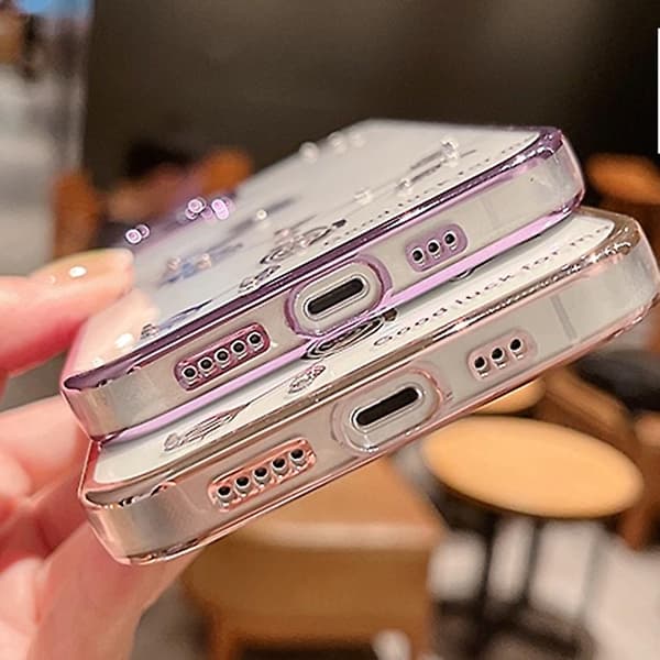 Rosmönster galvaniskt case för iPhone 14 pro(lila)