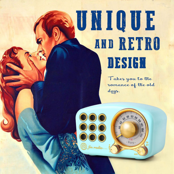 Retro Radio Bluetooth högtalare, Vintage Radio Greadio FM-radio med stark basförstärkning, hög volym (vit)