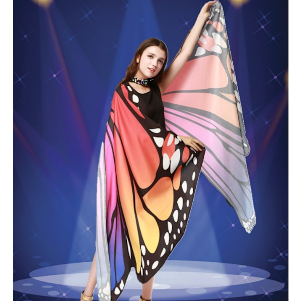 Roterande Cape Butterfly Sjal Dekoration Butterfly Cape Vuxna Kvinnor Halloween Kläder Tillbehör Vingar (flerfärgad)