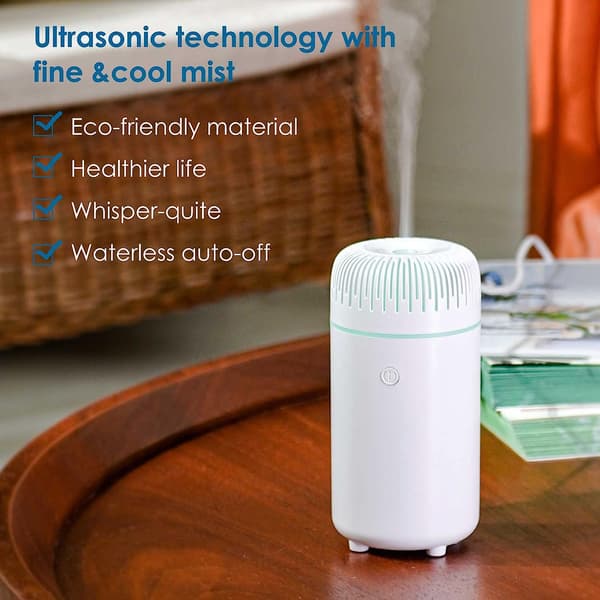 Bil diffuser luftfuktare aromaterapi eterisk olja diffuser USB kall dimma mini bärbar diffuser för bil hem kontor sovrum (vit)