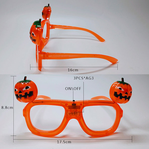 2 stk. Europeiske og amerikanske Halloween LED Blinkende Gresskarbriller G