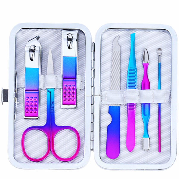 Manikyr Set Nagelklippare Kit Professionellt grooming Kit 7 i 1 Professionell personlig set med lyxigt case Presenter för kvinnor Hustru Gi