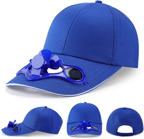 Sommar Solar Powered Kylfläkt Baseball Cap Solskyddsmössa, Solar Fläkt Cap, Blå