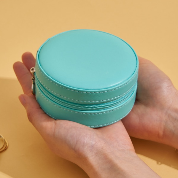 Rund multifunktionell organizer Pu Läder Portable (grön)