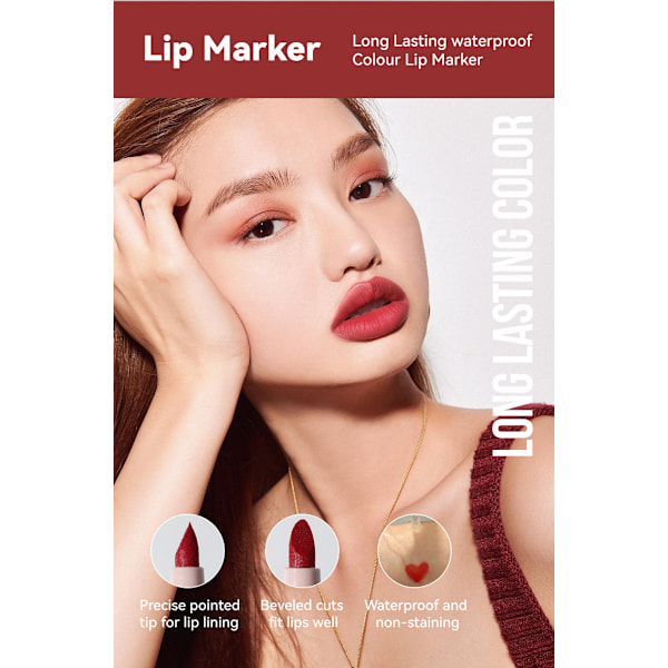 Non Stick leppeblyant Matte Light Colour Marker Lip Liner 04#