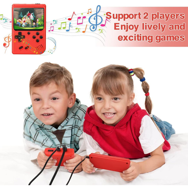 Inbyggd 500 klassiska spel retro videospelskonsol barnpresenter för par, vuxna, barn, pojkar röd