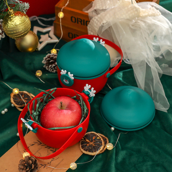 2 st stängda äpplen presentförpackning med handtag Plastförvaring Julklappslåda Festprydnad