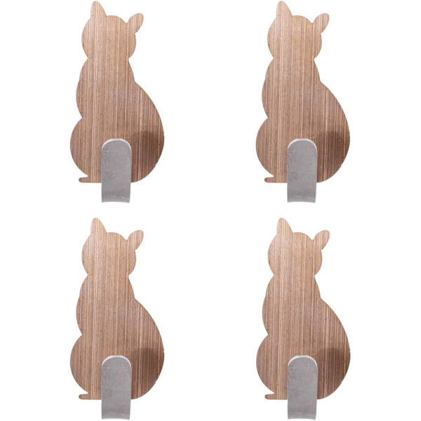 4 kpl Pyyhekoukku Itseliimautuva Kylpytakki Koukku Luova Kissa Deco Seinäkoukut Ruostumattomasta teräksestä valmistettu Pyyheteline Takki Koukut Kylpyhuoneeseen Keittiöön (Ruusukulta)