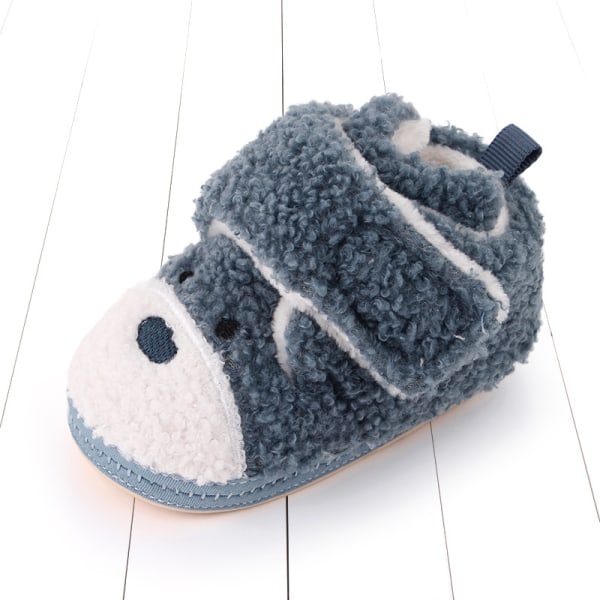 Nyfödda baby Flickor Varm fleece Bekväma stövlar Halkfri sula för toddler Vinterstrumpor Tecknade skor (9-12 månader, blå)