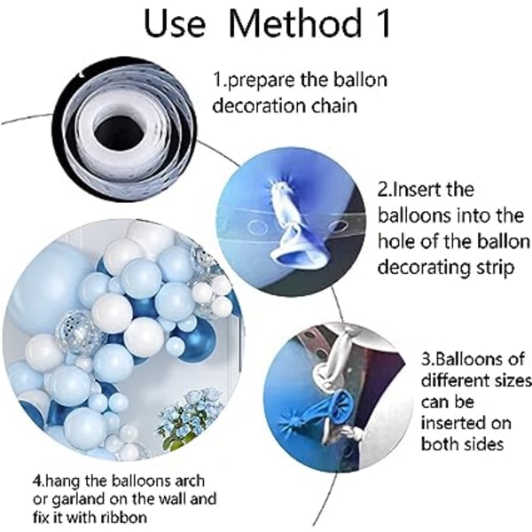 Fødselsdagsdekorationer til drenge, Fødselsdagsballonbue, Blå latex konfetti bryllupsballoner med båndværktøj til drenge babyshower dekoration