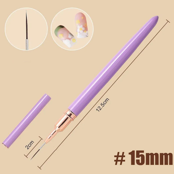 7/9/11/15/25mm Kynsi Eyeliner -sivellinsetti Kynsitaidekynä Viivamaalaussivellin Keinotekoinen kukka -kynä