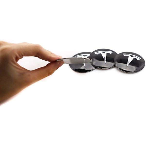 4 stk. 56 mm (2,2 tommer) Sirkelbueform 3D Stereo Aluminiumslegering Felgnav Kapsler Senterdeksel Emblem Merke Klistremerke passer for Tesla Roadster ModelS X 3 Y monochrome