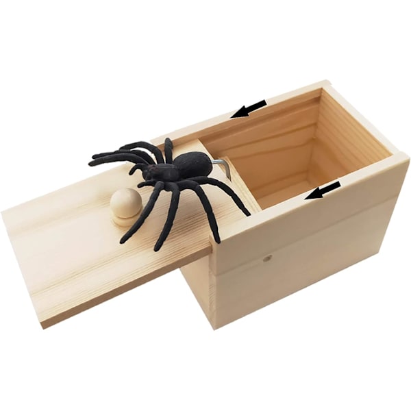 Spider Scare Prank Box, rolig skrämsellåda i trä, Handgjord Rolig Prank Leksak, Praktisk Spider Box Prank Prank Presentleksak för barn Vuxna