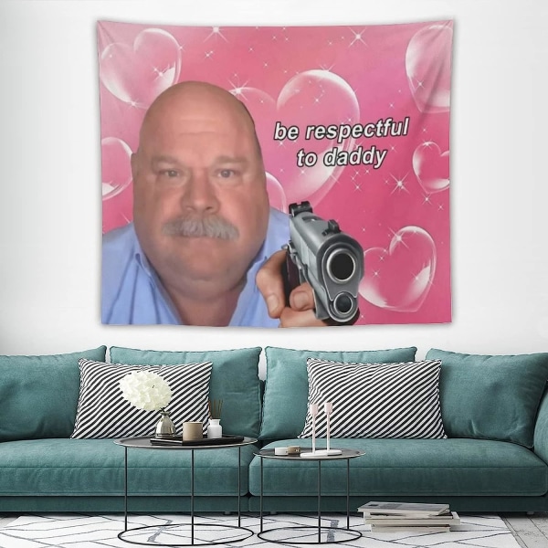 Vær Respektfuld over for Far Gobelin Far Winkle Bertram Gobeliner Sjovt Meme Vægophæng til Stue Soveværelse Boligindretning 152x127 cm