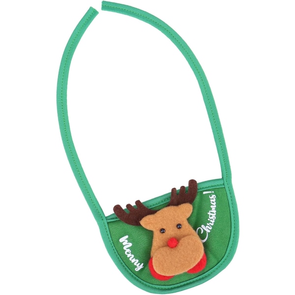 2 Pakke Julehalsbånd og Hatt til Hundevalp Katt, Julehatt og Siklesmekke med Julenisse-Reinsdyrdesign for Små og Mellomstore Hunder og Katter (Grønn)