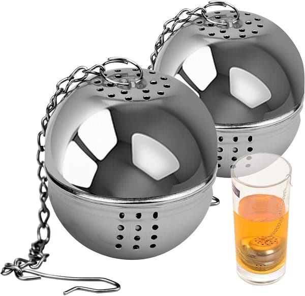 2-pack tefilter, rostfritt stål tefilter ø 4 cm tefilter för te, kryddor och smaksättningar