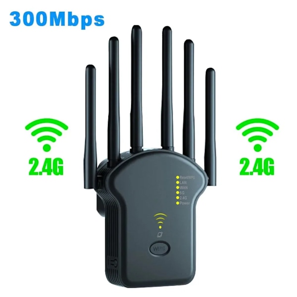 2024 Nyaste 300Mbps WiFi Extender, WiFi Booster, Internet Booster - med Ethernet-port,Wi-Fi-förstärkare 802.11N Wi Fi Signal Repeator mörk