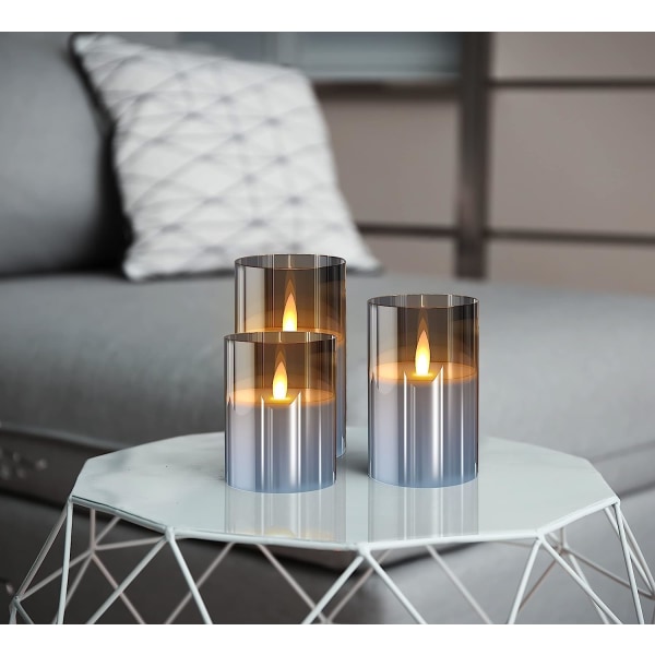 Glass Batteridrevne LED Flammeløse Lys med Fjernkontroll og Timer, Ekte Vokslys Varm Farge Flakkende Lys for Festival Bryllup Hjemmefest Dekor