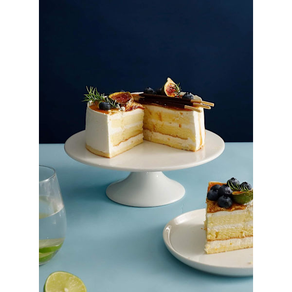 10 tums tårtställ i porslin, runt efterrättsställ, cupcakesställ för födelsedagsfester, bröllop, baby shower och andra evenemang, vit