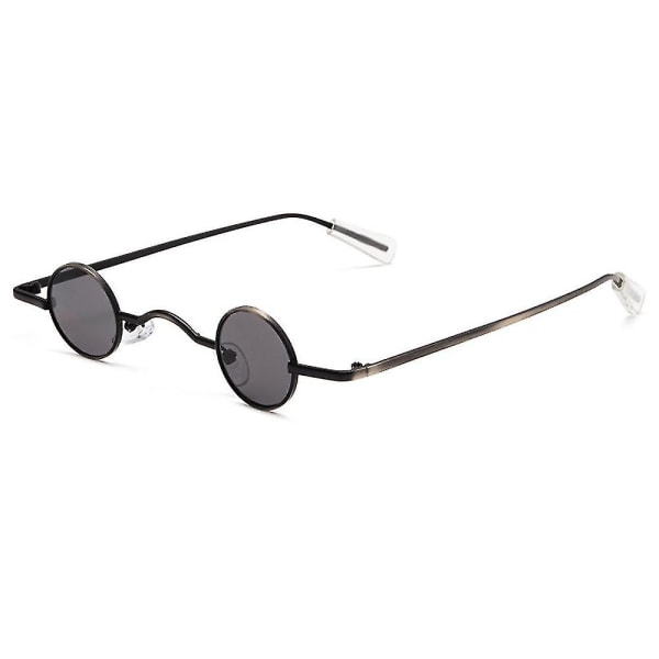 Vintage Små Runde Solbriller Retro Slank Metalramme Candy Farver Bronze frame black*gray sheet