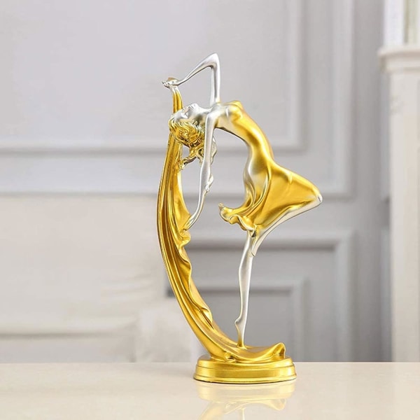 Skönhetsskulpturdekorationer, hartsdansflickahantverk, heminredningstillbehör, kreativa födelsedagspresenter, hantverkspresenter (storlek: trumpet 10 * 6 * 22 cm, Co