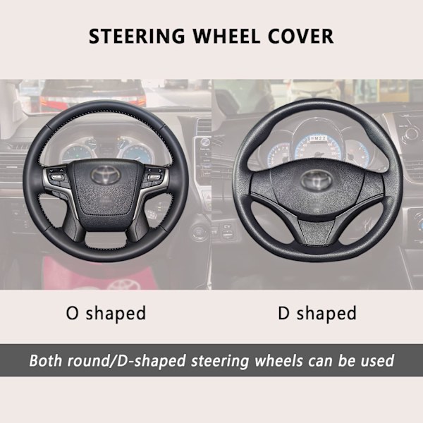 Rattmuff för Bil, PU Läder Kolfiber 15 Tum, Elastiskt Ratt Skydd för Bil, Universal Anti-Slip Ratt Skydd, Ratt