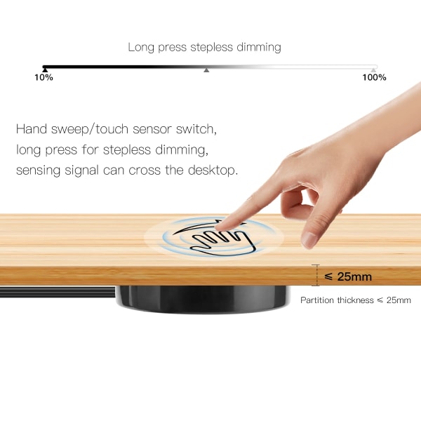 Ny mode stansfri beröringsbrytare 5A Penetrerande Trä Glas Hand Svepa Sensor Viftande Dimning Arbete Med 12V / 24V LED-ljus black