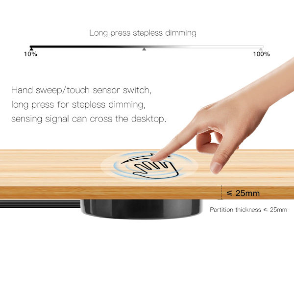 Ny mode stansfri beröringsbrytare 5A Penetrerande Trä Glas Hand Svepa Sensor Viftande Dimning Arbete Med 12V / 24V LED-ljus white