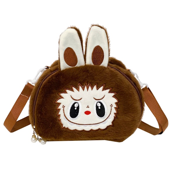 Labubu Cute Crossbody Labubu Cartoon axelväska myntväska barn kvinnlig plyschväska, barngåva halvcirkelformad modell brown