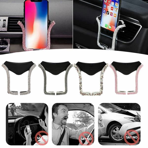 Bling Bil Luftventilfeste Klips Bilholder Tilbehør for Mobiltelefon GPS Universal, Hvit