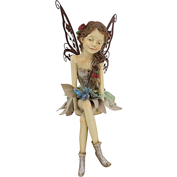 Fannie the Garden Fairy Sittande Staty, 21 cm, Polyresin, Full Color Palette